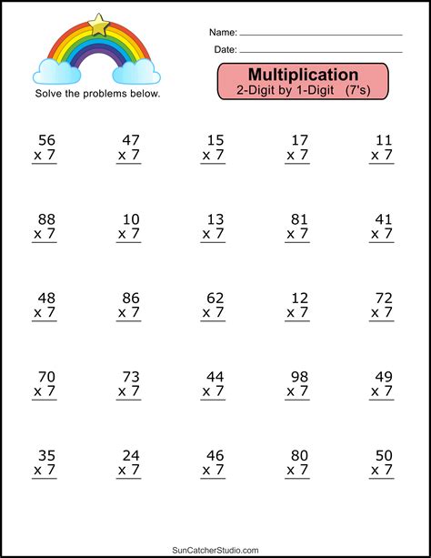 2 Digit by 1 Digit Multiplication Worksheet Generator.